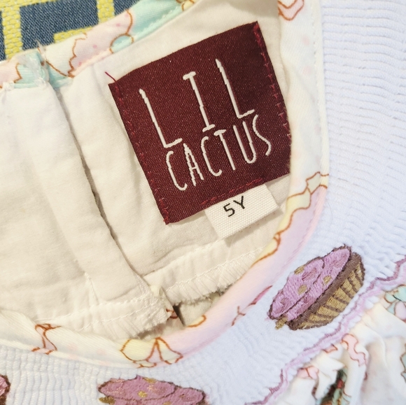 Lil Cactus Girl's Embroidered Cupcake Smocked Bishop Dress / Size 5 /Party Dress - Picture 2 of 14